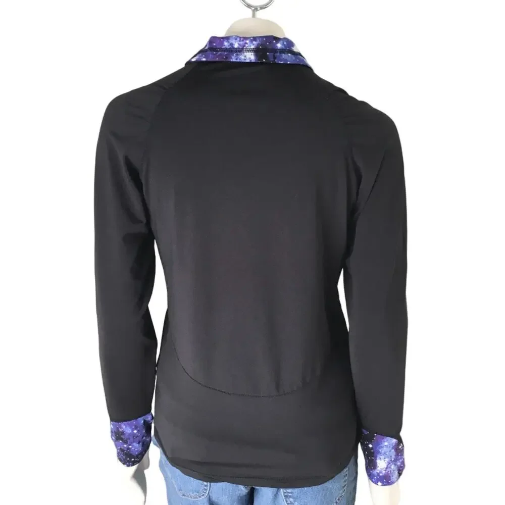 AVIVA Activewear Set Matching Jacket & Shorts in Black Celestial Blue SZ 6
